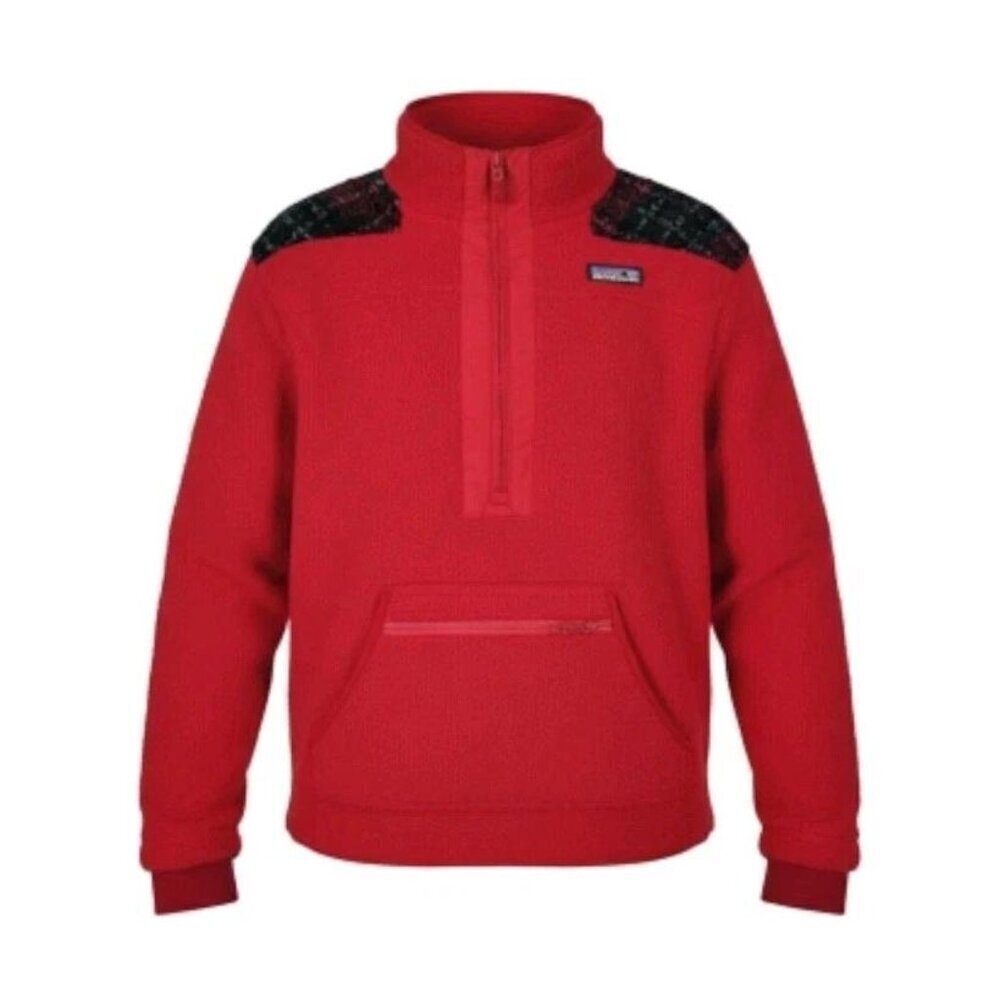 Vineyard Vines Apres Tartan SuperShep Sherpa Jacket Men Size S Red 1/4 Zip